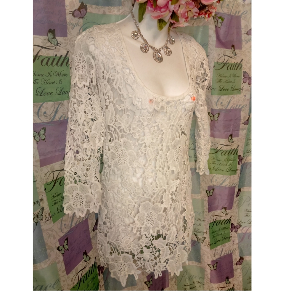 Floral Womens Lace DressThree-Quarter Sleeve